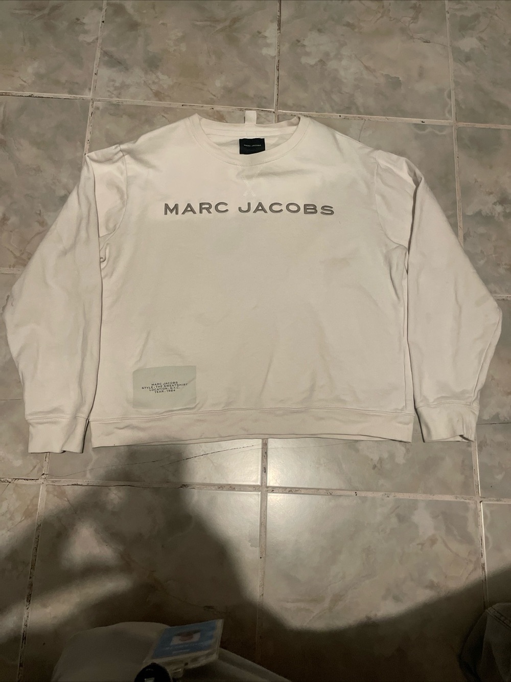 Marc Jacobs The Sweatshirt Ivory Logo Pullover Women’s M Cotton